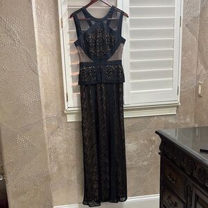 BCBGMaxAzria Black Lace Evening Gown